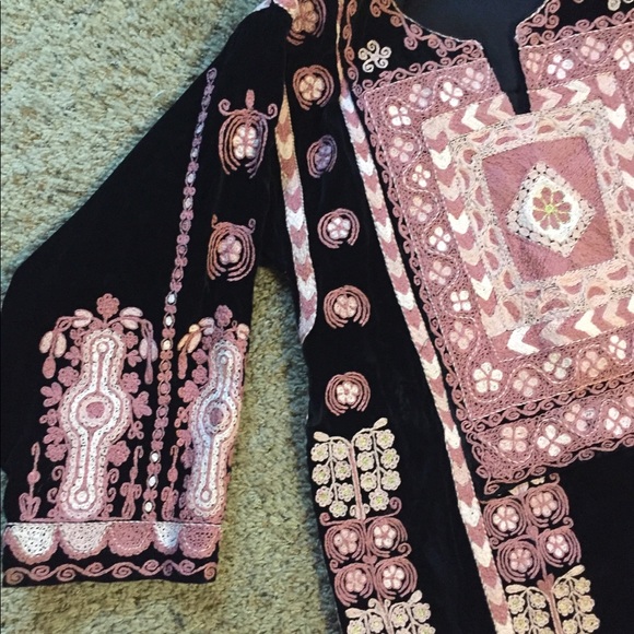 Stunning Custom made Velvet Black Palestinian Thobe Kaftan  Dress Abaya - Picture 3 of 9